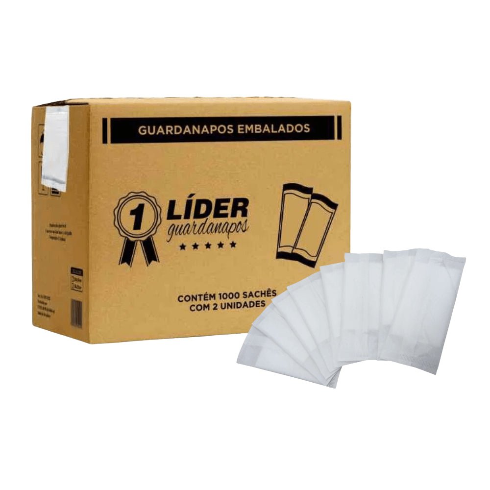 Guardanapo 20x20cm folha simples em Sachê com 2 folhas Líder caixa com 1.000 unidades - e - dona