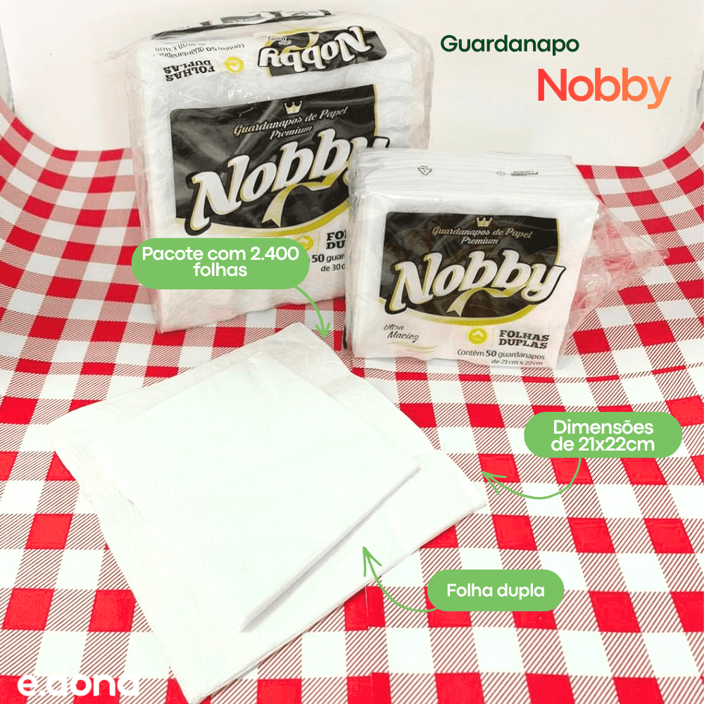 Guardanapo 21x22 Folha Dupla Nobby com 2.400 folhas - e - dona
