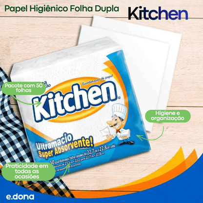 Guardanapo 22,7x22,8cm Folha Simples Kitchen - 50 Folhas - e - dona