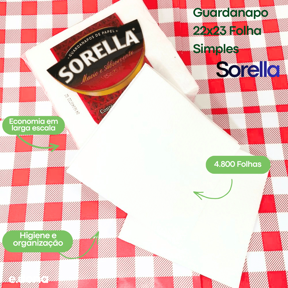 Guardanapo 22x23 Folha Simples Sorella - 4.800 Folhas - e - dona