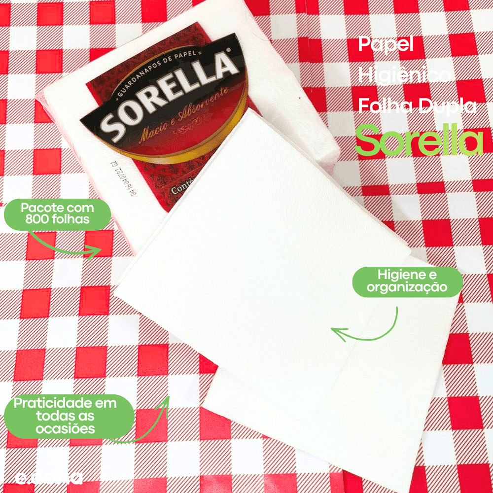 Guardanapo 22x23 Folha Simples Sorella com 800 Folhas - e - dona
