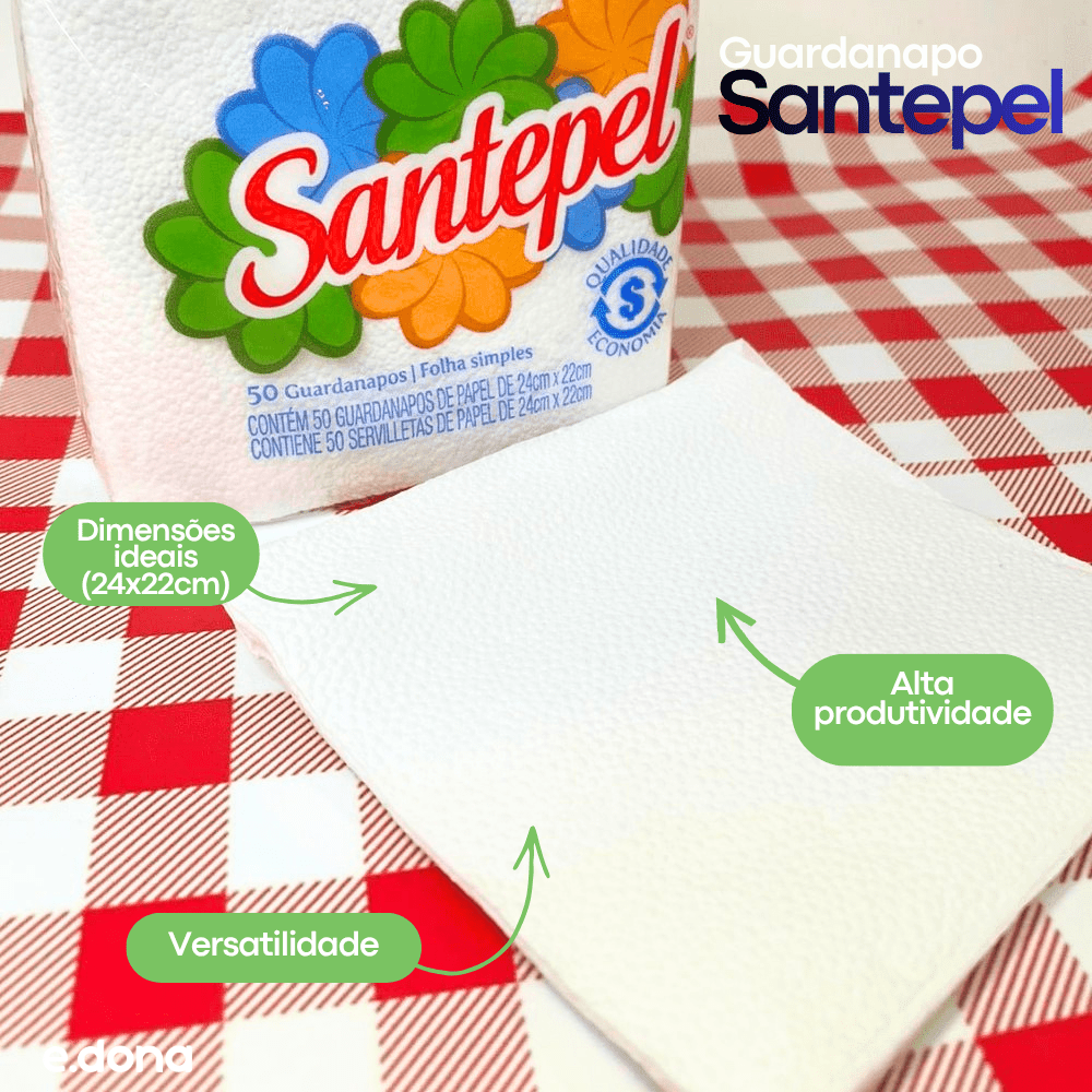 Guardanapo 24x22cm Folha Simples Santepel - 4.000 Folhas - e - dona