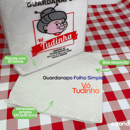 Guardanapo 29,5x29,5cm Folha Simples Vó Tudinha - 50 Folhas - e - dona