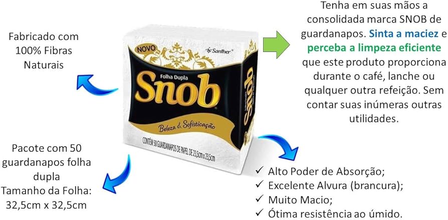 Guardanapo 32,5x32,5 folha dupla Snob com 2.400 folhas - e - dona