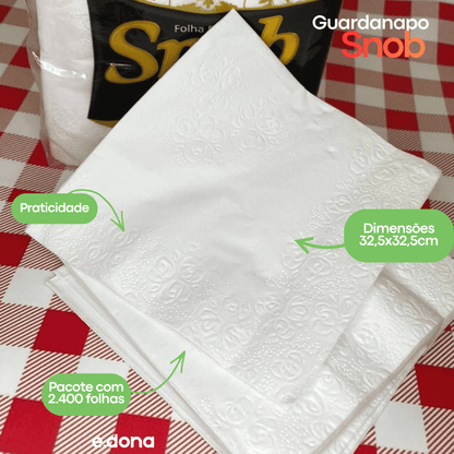 Guardanapo 32,5x32,5cm Folha Dupla Snob com 2.400 Folhas - e - dona