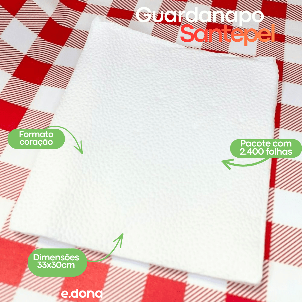 Guardanapo 33x30cm Folha Simples Santepel - 2.400 Folhas - e - dona