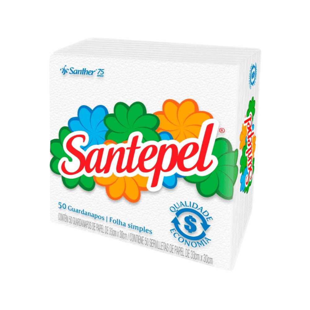 Guardanapo 33x30cm folha simples Santepel com 50 folhas - e - dona