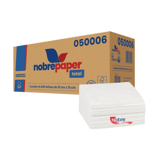 Guardanapo Interfolhado 10,6x21cm folha simples Nobre com 8.000 folhas - e - dona