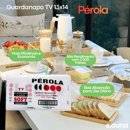 Guardanapo TV 13x14 Pérola com 2.000 Folhas - e - dona