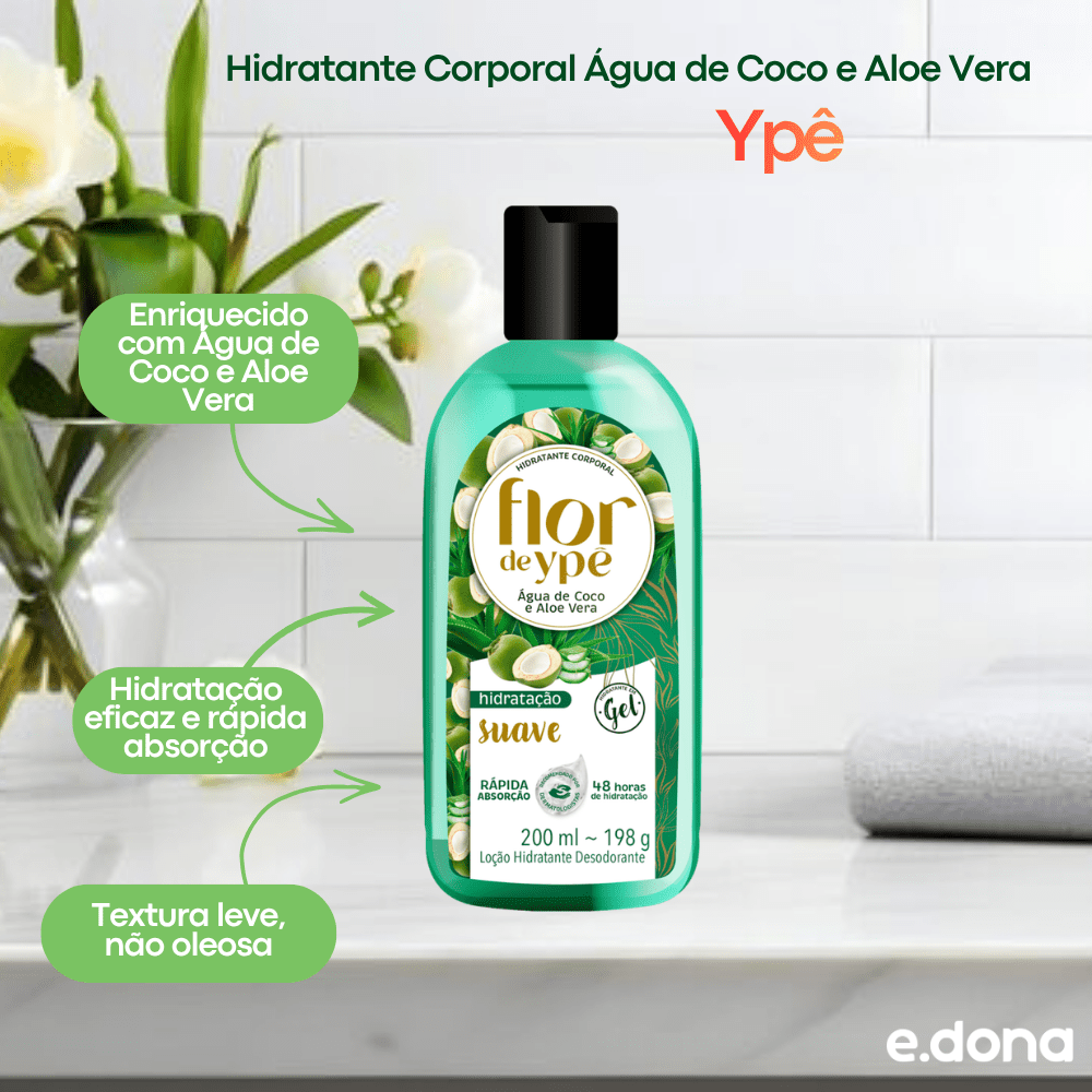Hidratante Corporal Água de Coco e Aloe Vera Ypê 200ml - e - dona