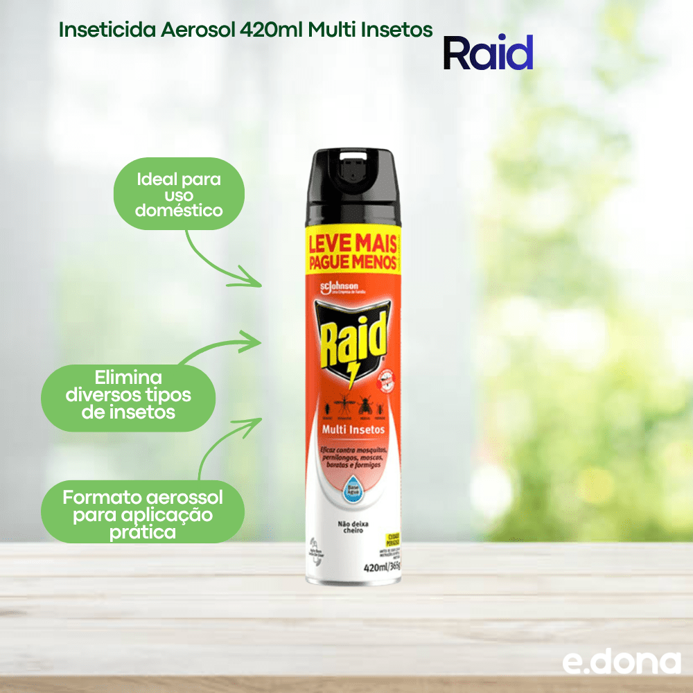 Inseticida Aerosol 420ml Multi Insetos Raid - e - dona