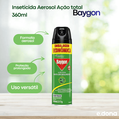 Inseticida Aerosol Ação total Baygon 360ml - e - dona