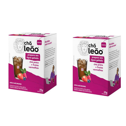 Kit 2 Chás Gelado Leão Preto e Frutas Vermelhas com 10 sachês - e - dona