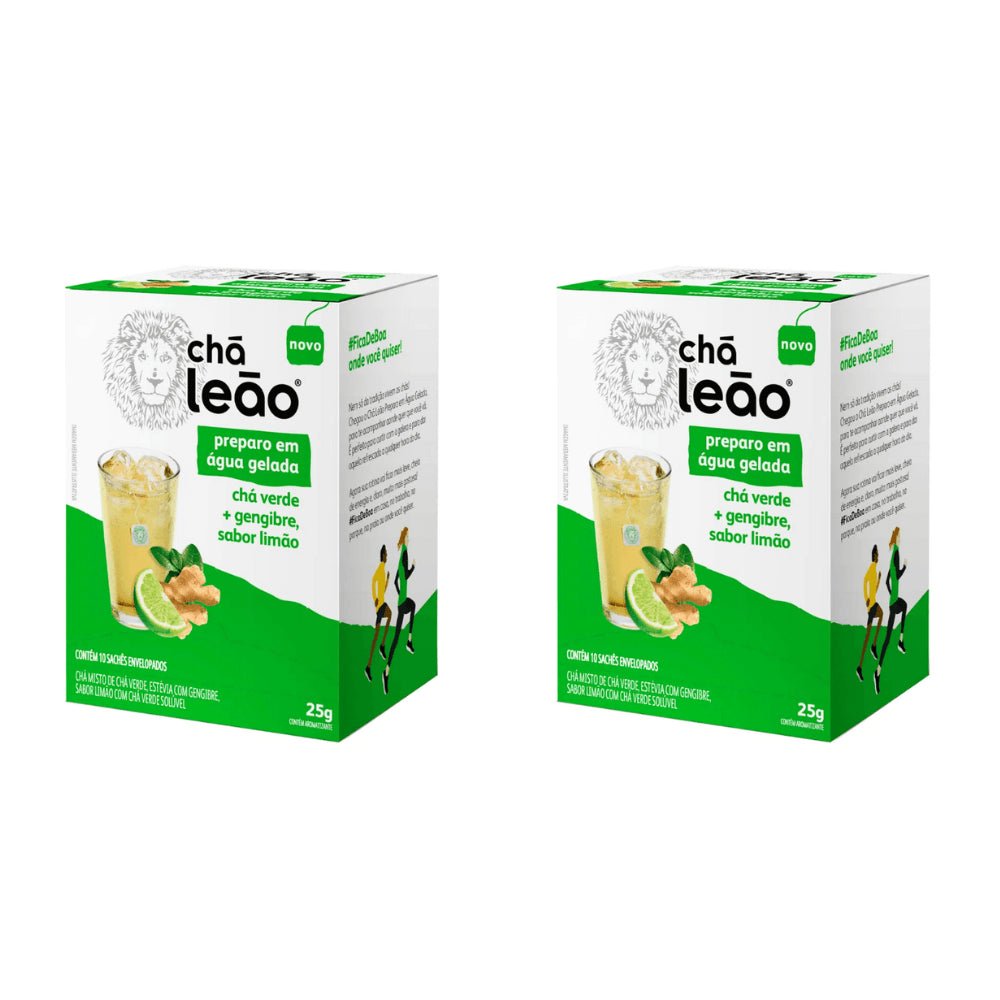 Kit 2 Chás Gelado Leão Verde com Gengibre e Limão com 10 sachês - e - dona