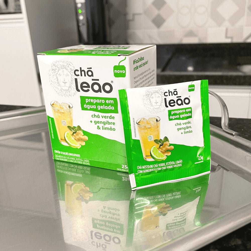 Kit 2 Chás Gelado Leão Verde com Gengibre e Limão com 10 sachês - e - dona