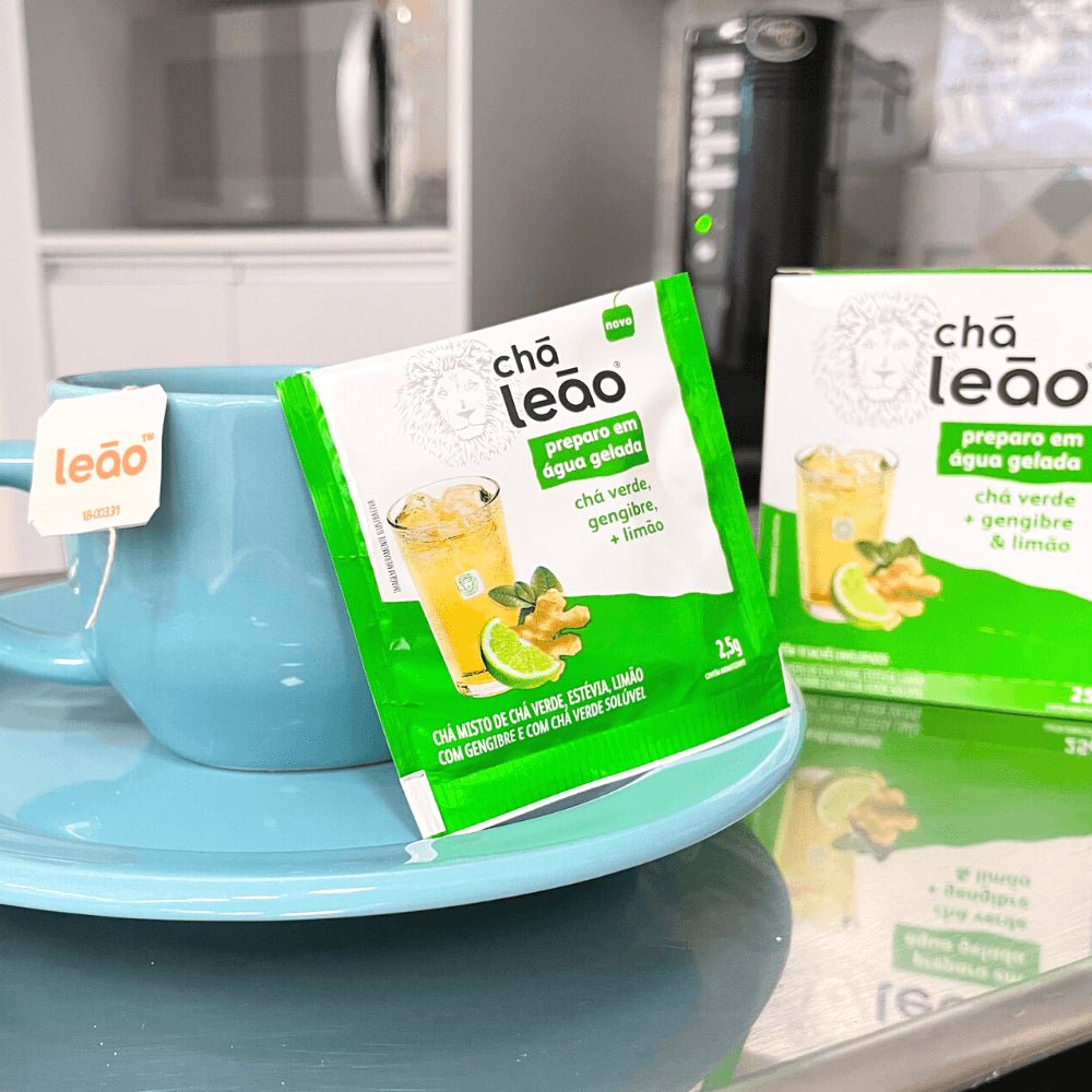 Kit 2 Chás Gelado Leão Verde com Gengibre e Limão com 10 sachês - e - dona