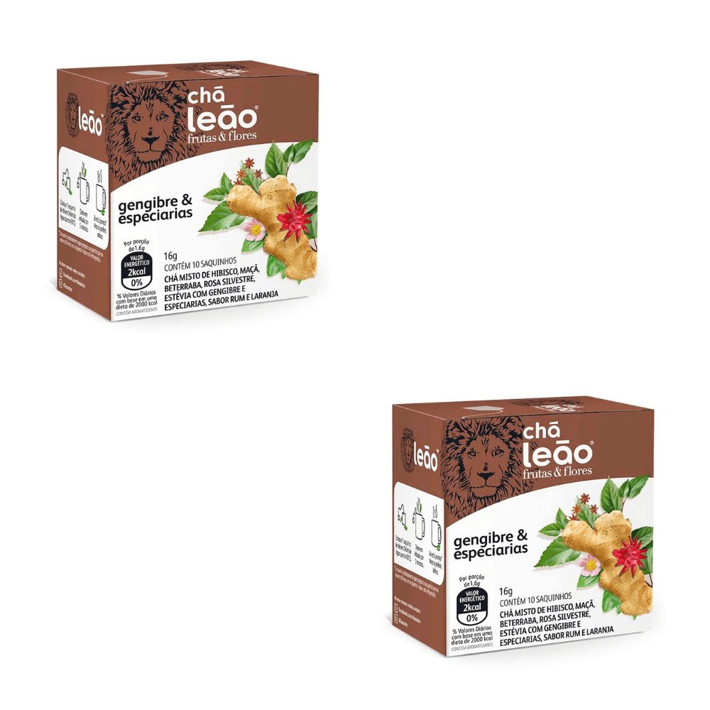 Kit 2 Chás Leão Gengibre Especiarias com 10 sachês - e - dona