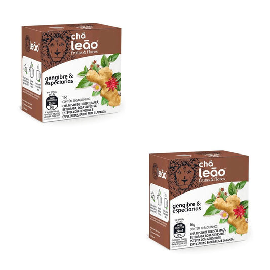 Kit 2 Chás Leão Gengibre Especiarias com 10 sachês - e - dona