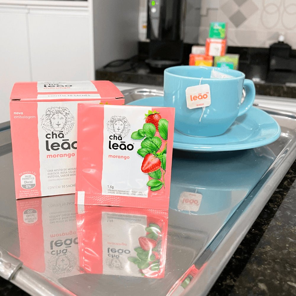 Kit 2 Chás Morango Leão com 10 sachês - e - dona
