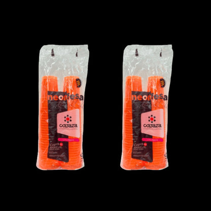 Kit 2 pacotes de Copo Neon Laranja 300ml Copaza com 50 unidades - e - dona