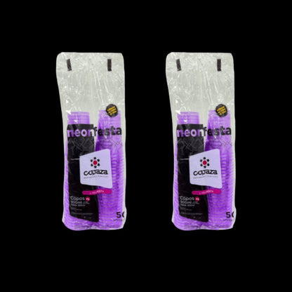 Kit 2 pacotes de Copo Neon Roxo 300ml Copaza com 50 unidades - e - dona