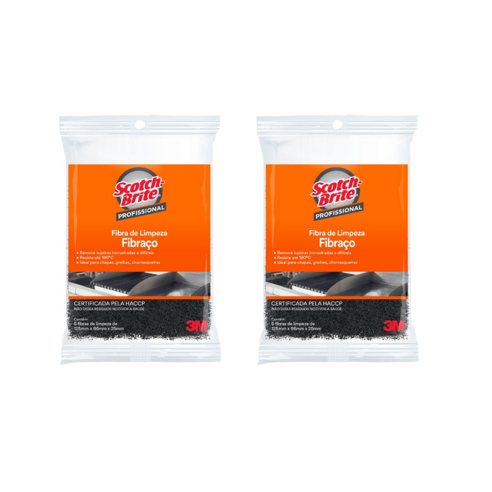 Kit 2 Pacotes de Fibra de Limpeza Fibraço Scotch Brite com 5 unidades - e - dona