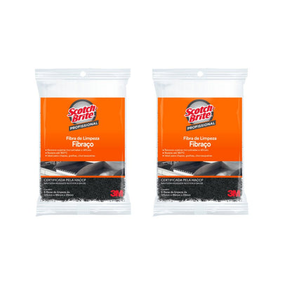 Kit 2 Pacotes de Fibra de Limpeza Fibraço Scotch Brite com 5 unidades - e - dona