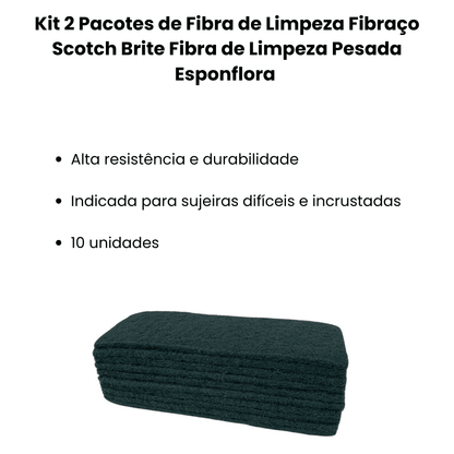 Kit 2 Pacotes de Fibra de Limpeza Multiuso Esponflora com 10 unidades - e - dona