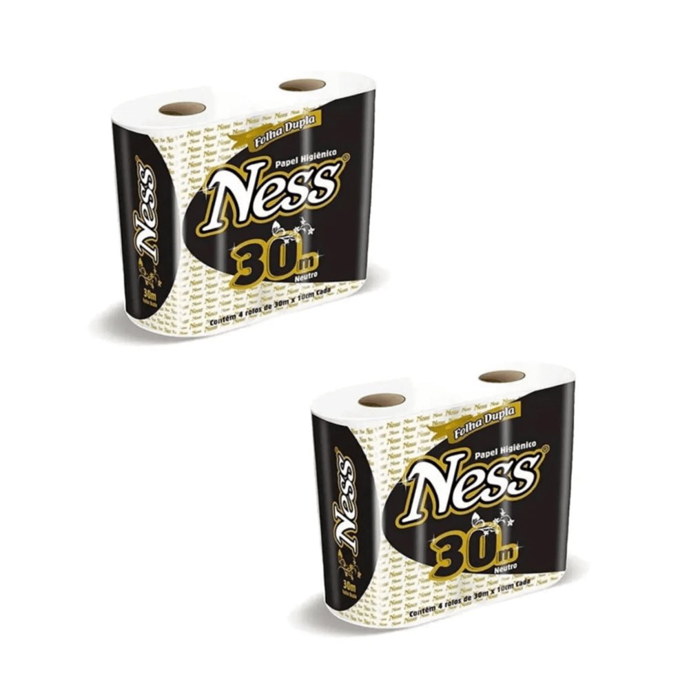 Kit 2 Pacotes de Papel Higiênico Folha Dupla Ness com 4 rolos de 30 metros - e - dona