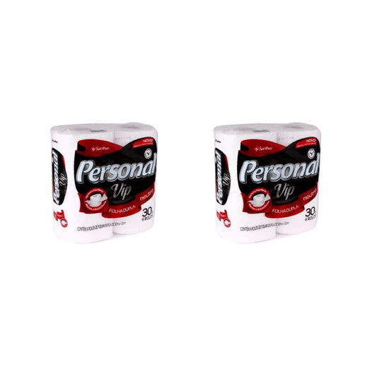 Kit 2 Pacotes de Papel Higiênico Folha Dupla Personal Vip com 4 Rolos de 30 Metros - e - dona