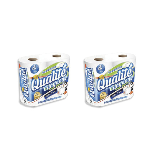Kit 2 Pacotes de Papel Higiênico Folha Dupla Qualité com 4 rolos de 30 metros - e - dona