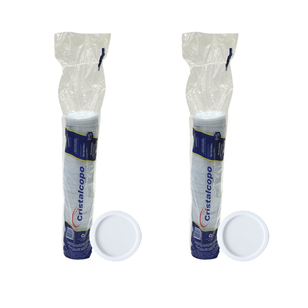 Kit 2 Pacotes de Tampa Branca para Pote 100ml e copos 150/180/200ml Cristalcopo com 100 unidades - e - dona