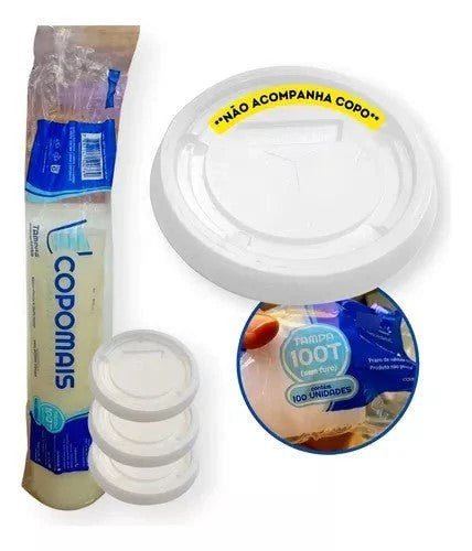 Kit 2 Pacotes de Tampa para Pote 200ml e Copos 400/500/550ml transparente Copomais com 50 unidades - e - dona