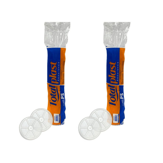 Kit 2 Potes de Tampa Transparente para potes de 120ml e para copos 180ml Totalplast com 100 unidades - e - dona