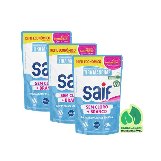 Kit 3 Alvejantes 500ml Mais Branco Saif - e - dona