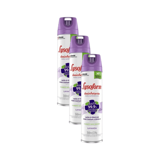 Kit 3 Desinfetantes Lysoform Aerossol Lavanda 360ml Cada - e - dona