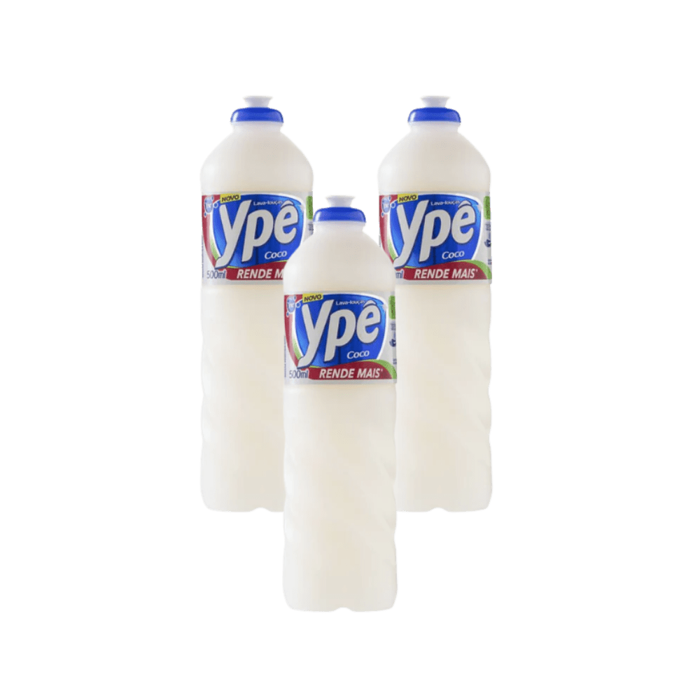 Kit 3 Detergentes Ypê Coco 500ml Cada - e - dona