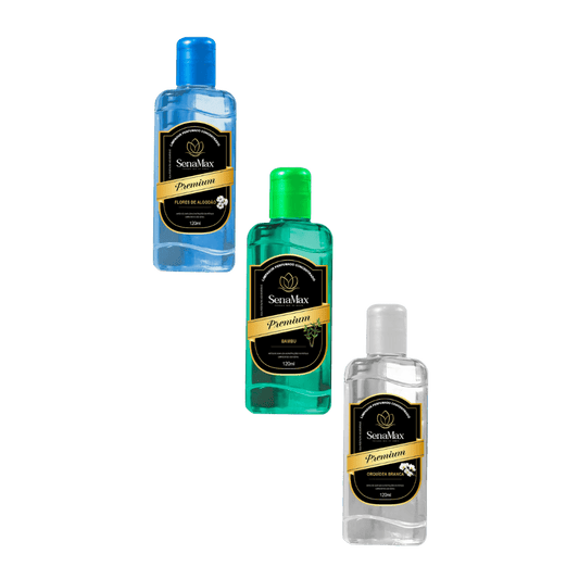 Kit 3 Limpadores 120ml Cada – Orquídea Branca + Bambu + Flores de Algodão Senamax - e - dona