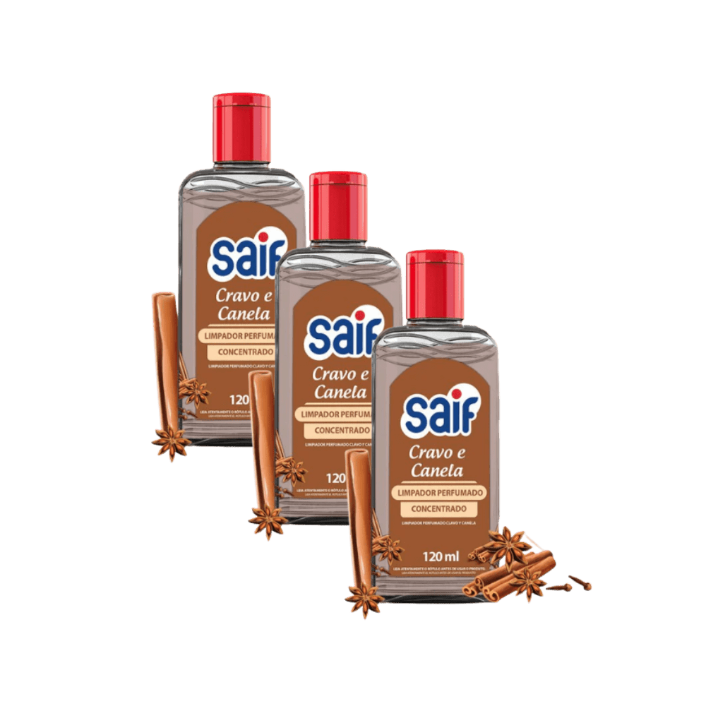 Kit 3 Limpadores Perfumados Concentrados 120ml Cravo e Canela Saif - e - dona