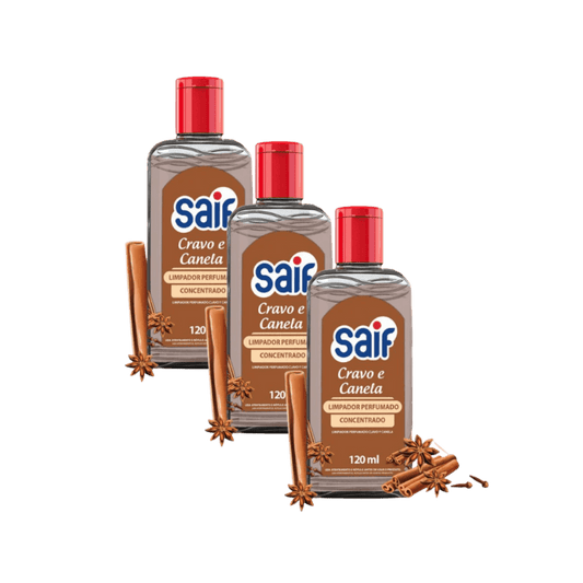 Kit 3 Limpadores Perfumados Concentrados 120ml Cravo e Canela Saif - e - dona