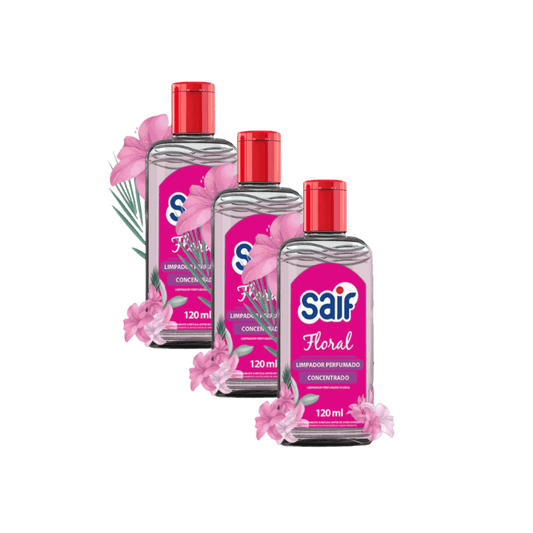Kit 3 Limpadores Perfumados Concentrados 120ml Saif Floral - e - dona
