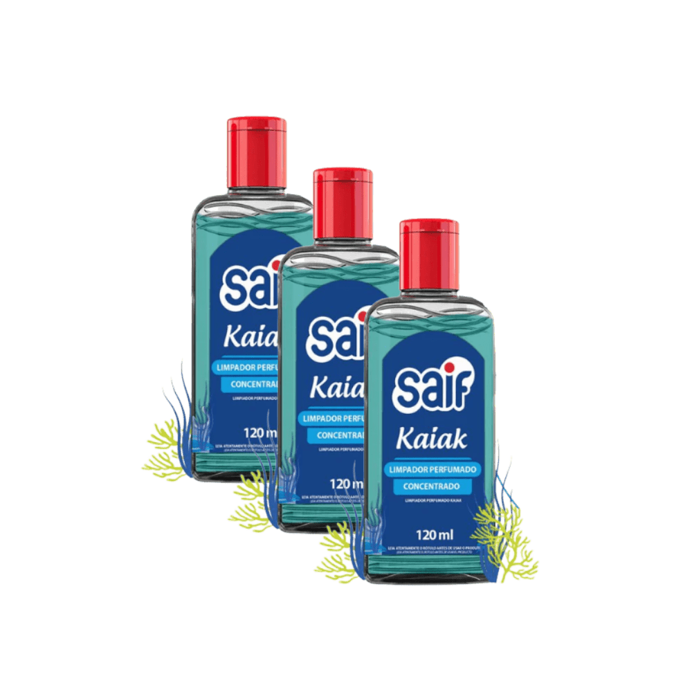 Kit 3 Limpadores Perfumados Concentrados 120ml Saif Kaiak - e - dona