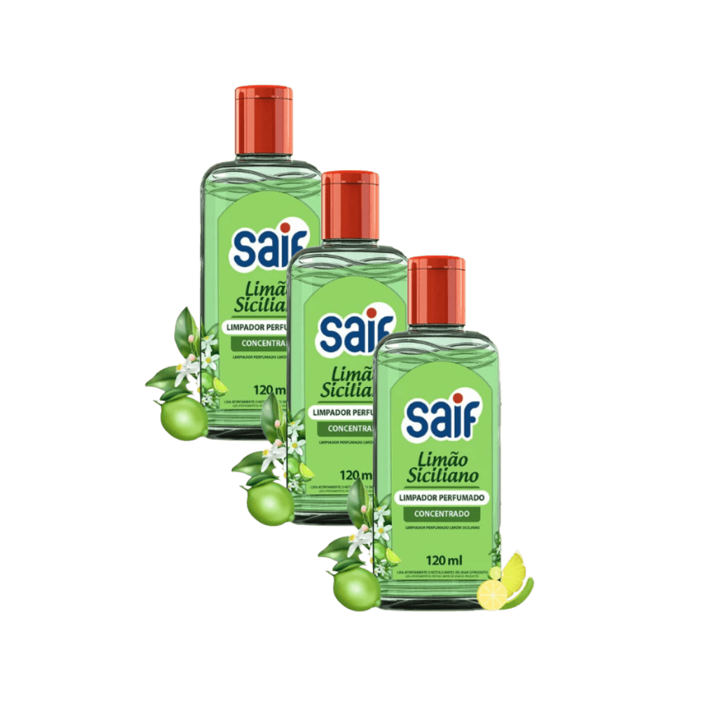 Kit 3 Limpadores Perfumados Concentrados 120ml Saif Limão Siciliano - e - dona