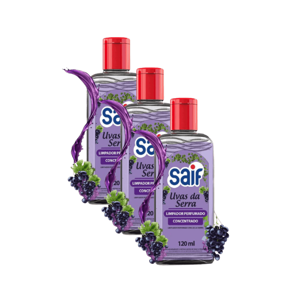 Kit 3 Limpadores Perfumados Concentrados 120ml Saif Uvas da Serra - e - dona