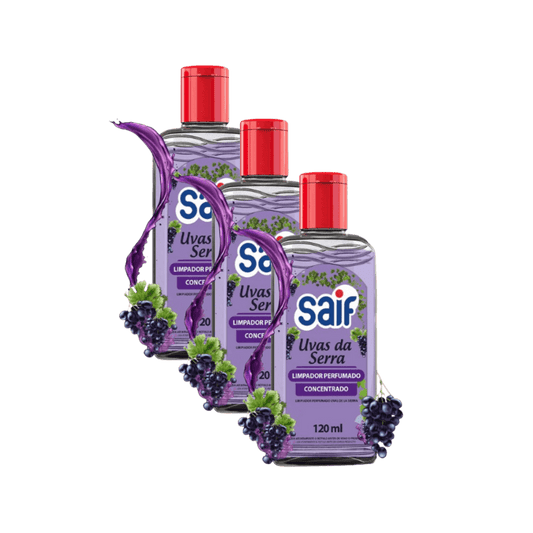 Kit 3 Limpadores Perfumados Concentrados 120ml Saif Uvas da Serra - e - dona