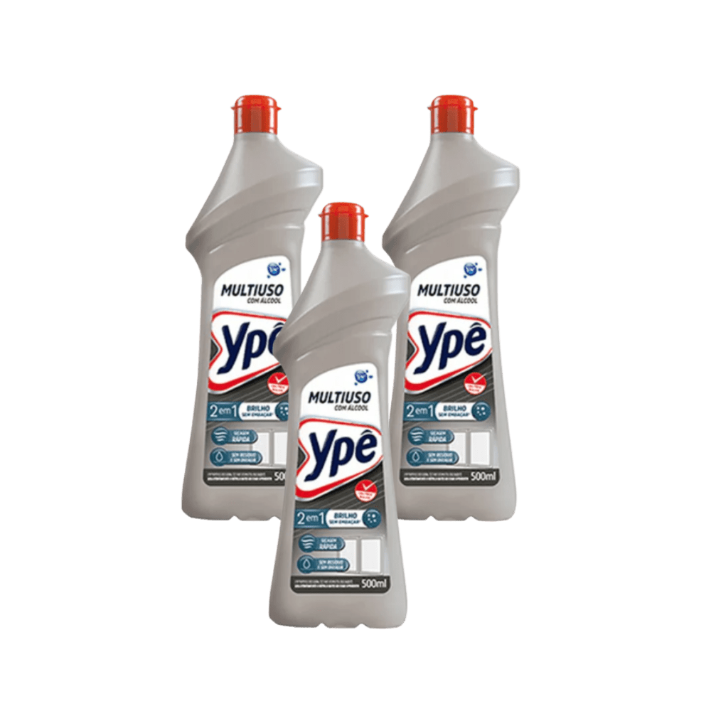 Kit 3 Multiusos Ypê com Álcool 500ml Cada - e - dona