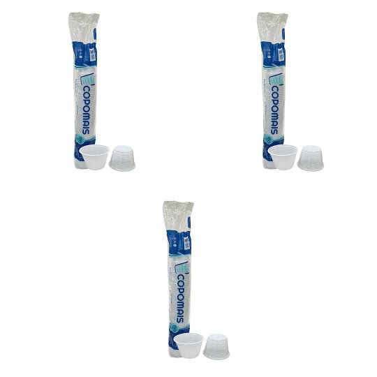 Kit 3 Pacotes de Potes de 100ml Branco Copomais PS com 100 unidades - e - dona