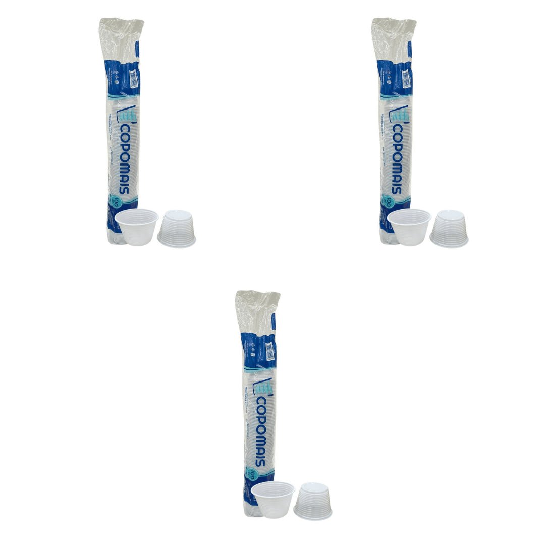 Kit 3 Pacotes de Potes de 100ml Branco Copomais PS com 100 unidades - e - dona