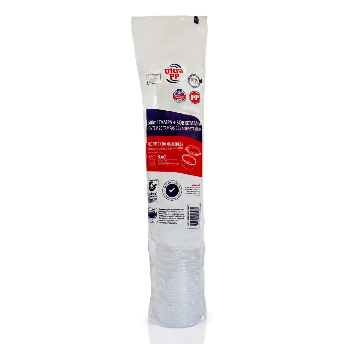 Kit 3 Pacotes de Potes de 140ml com tampa PP transparente Ultratherm Replast com 25 unidades - e - dona