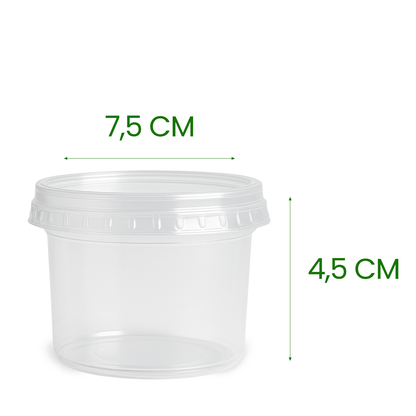 Kit 3 Pacotes de Potes de 140ml com tampa PP transparente Ultratherm Replast com 25 unidades - e - dona